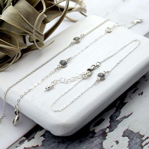 Labradorite sterling silver bracelets with different delicate chain, keepsake intention gift for quiet luxury style.