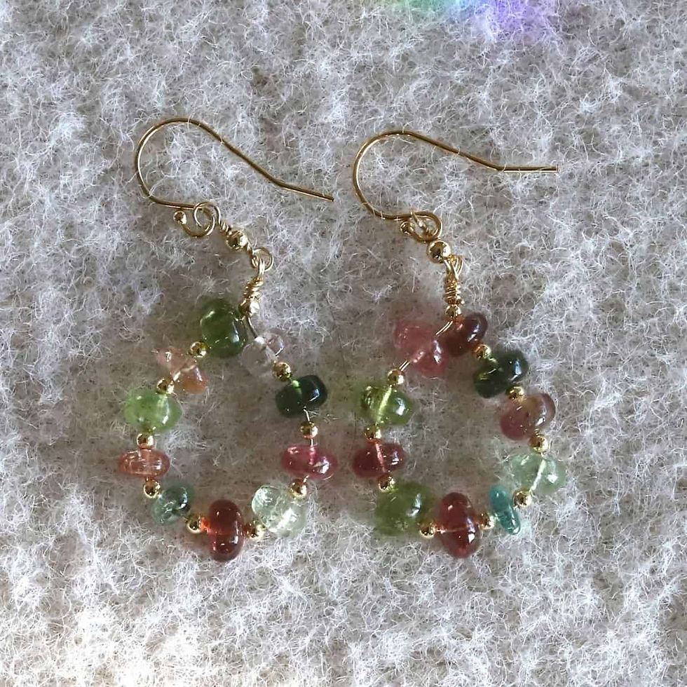 Rainbow Tourmaline Drop Ring Earrings | Multiple Gemstone Dangle Jewelry