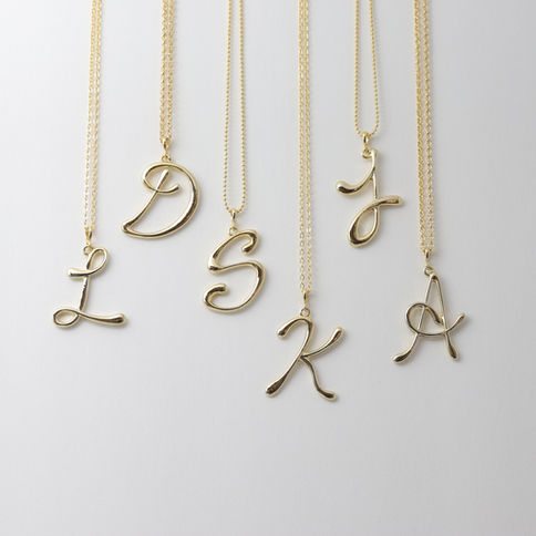 Shiny big Initial necklace, chain selection from 14k gold filled to gold plated