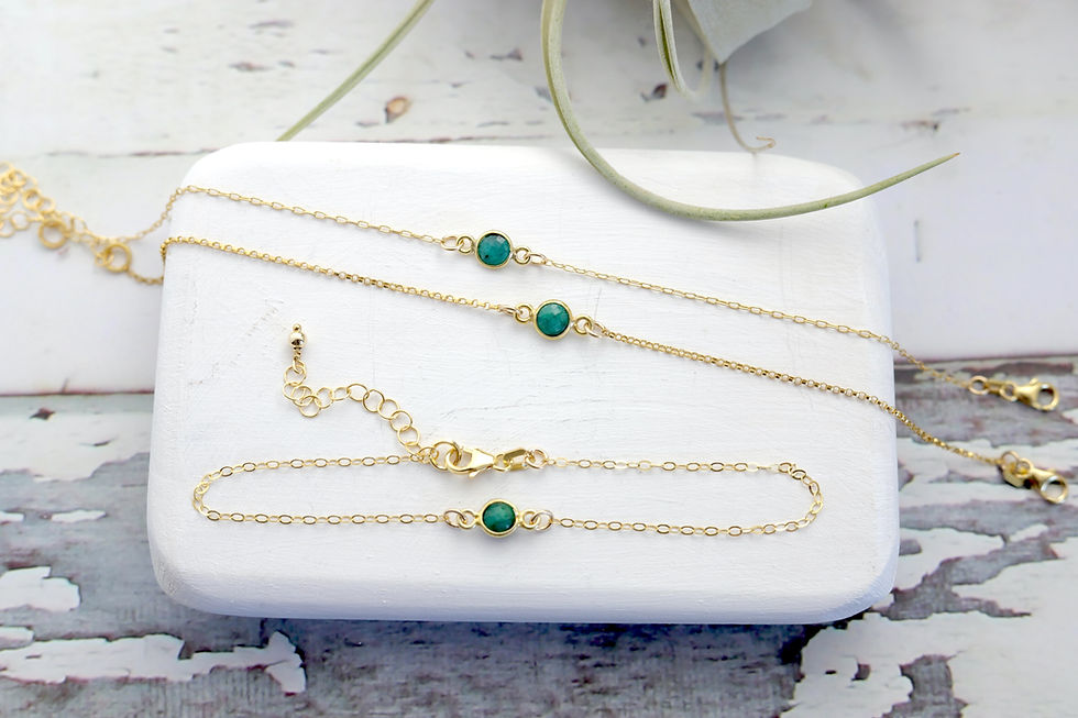 Dainty emerald crystal bracelet 925 sterling silver, Delicate gemstone jewelry, Feminine and elegant design