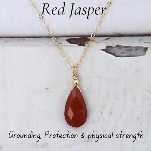 Genuine AAA grade Red jasper teardrop shape faceted necklace 14k gold filled, medium size faceted  pendant, healing crystal