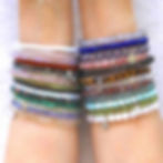 Bracelets with high quality crystals and gemstones beads, Minimalist and elegant design, Engraved sterling silver tag, Text"SHOKORO" jewelry brand name in Toronto,ON Canada.