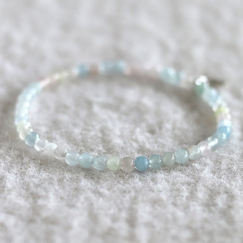 Natural 5A Morganite spiritual bracelet. Authentic .925 sterling silver brand tag. Minimalist jewelry Canada.
