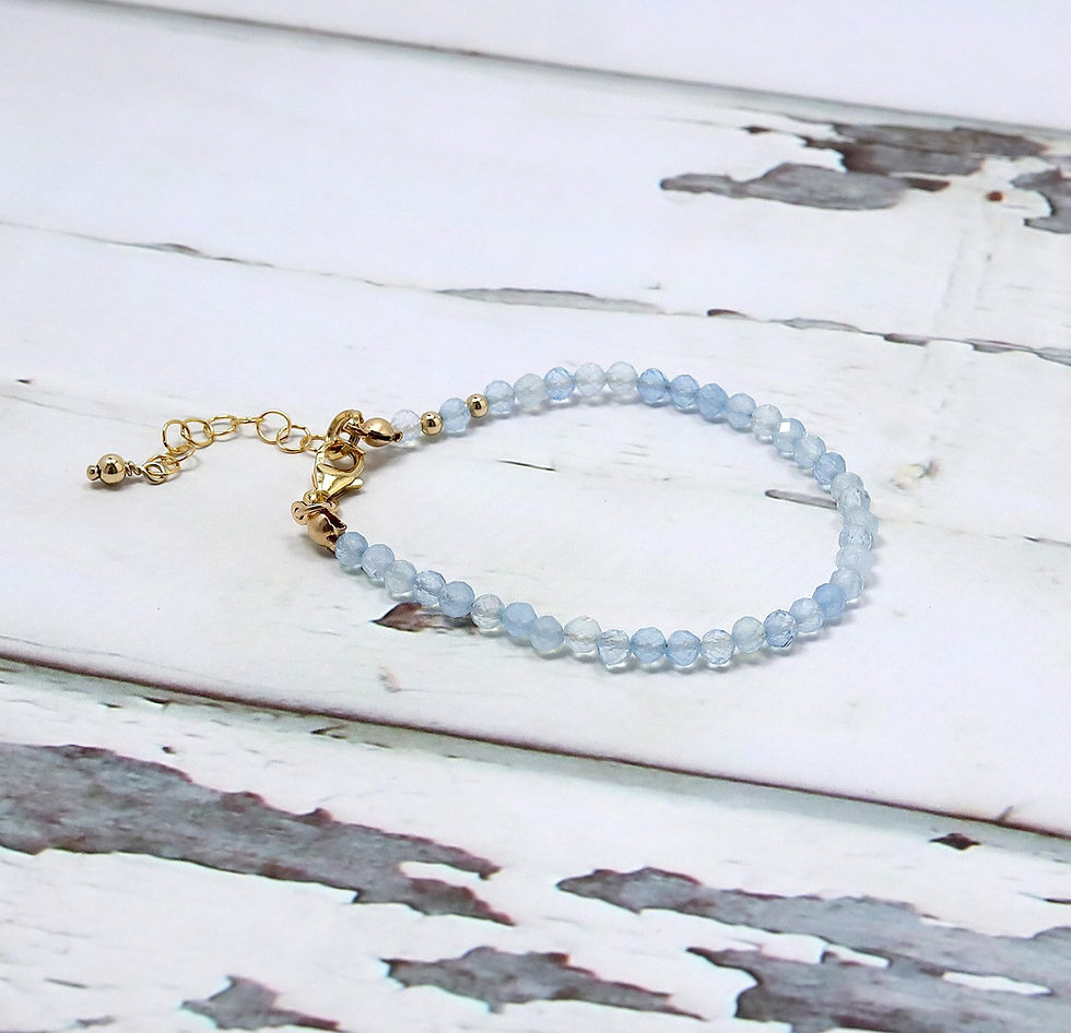 Simple Aquamarine Bead Bracelet, Natural gemstone crystal jewelry, Minimalist style, timeless birthstone jewelry, March gems