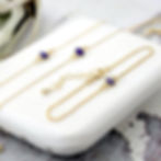 Side view of dainty natural Amethyst bracelet in premium 14k gold-filled, versatile adjustable talisman for peace in Canada