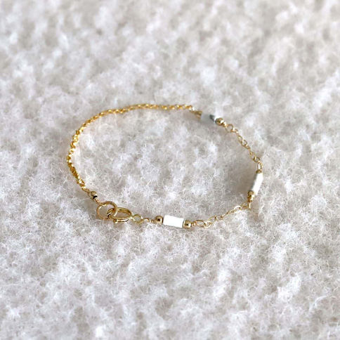 Howlite half station bracelet or anklet with delicate 14k gold filled chain, handcrafted artisan piece for wearing intention.