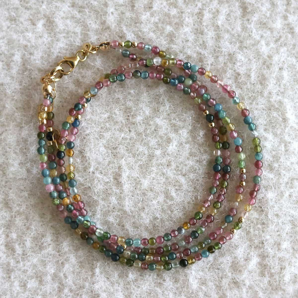 Multicolor Rainbow Tourmaline Beaded Necklace | Single or Double Strand