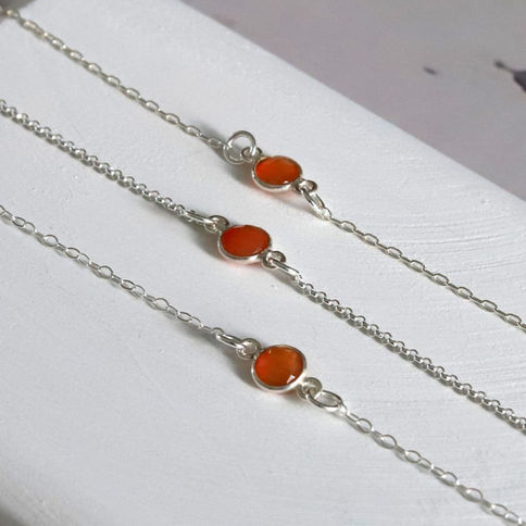 Natural Carnelian anklet in sterling silver, Custom gemstone for motivation , handcrafted for layering minimalist design.