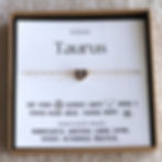 Taurus.zodiac heart jewelry gift box with meaning card. Personalized dainty astrology bracelet by Shokoro Handmade.
