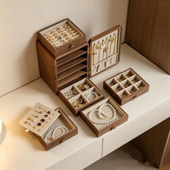 Personalized handcrafted jewelry box with drawers . Gift for jewelry lovers.