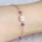 Customized Pisces Water sign bracelet on model. Soulful 14k gold filled zodiac raw gemstone jewelry Shokoro Toronto Canada.