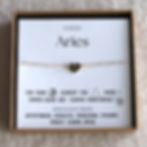 Aries zodiac heart necklace gift box with meaning card. Personalized astrology choker gift by Shokoro Handmade Onatrio