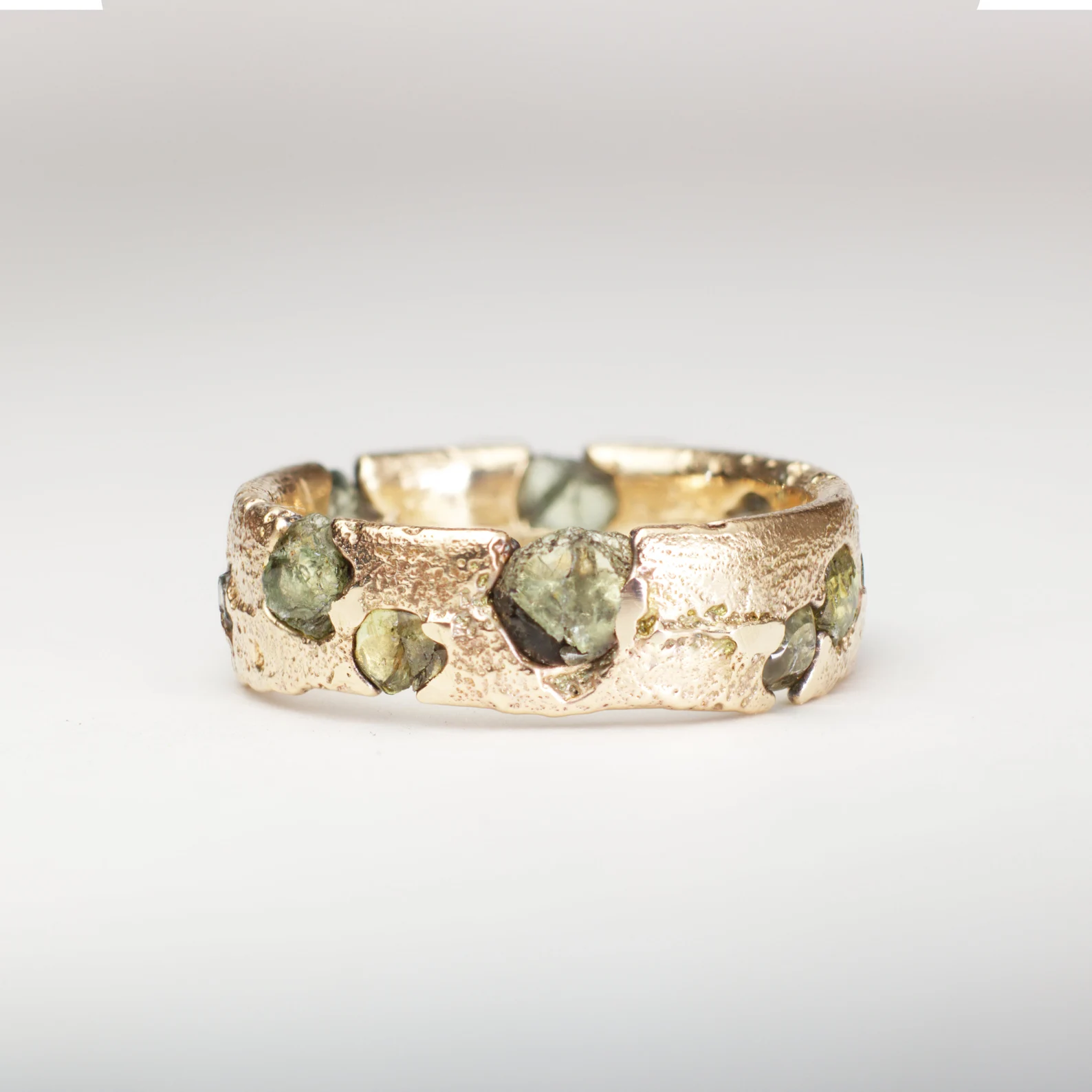 Rough Montana Sapphire Eternity Band | 14k Recycled Gold Raw Sapphire eternity Wedding Band Ring raw stone ring | cast in place