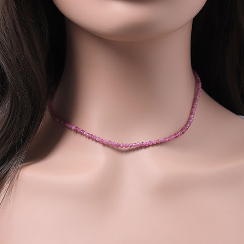 Natural Pink Tourmaline bead Choker Necklace, Metal Option 14k Gold, Sterling Silver, Minimalist Crystal Jewelry, Classy look