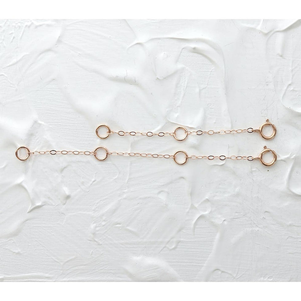 Two rose gold filled necklace extenders with different length, handcrafted for layering everyday luxury style from Shokoro.