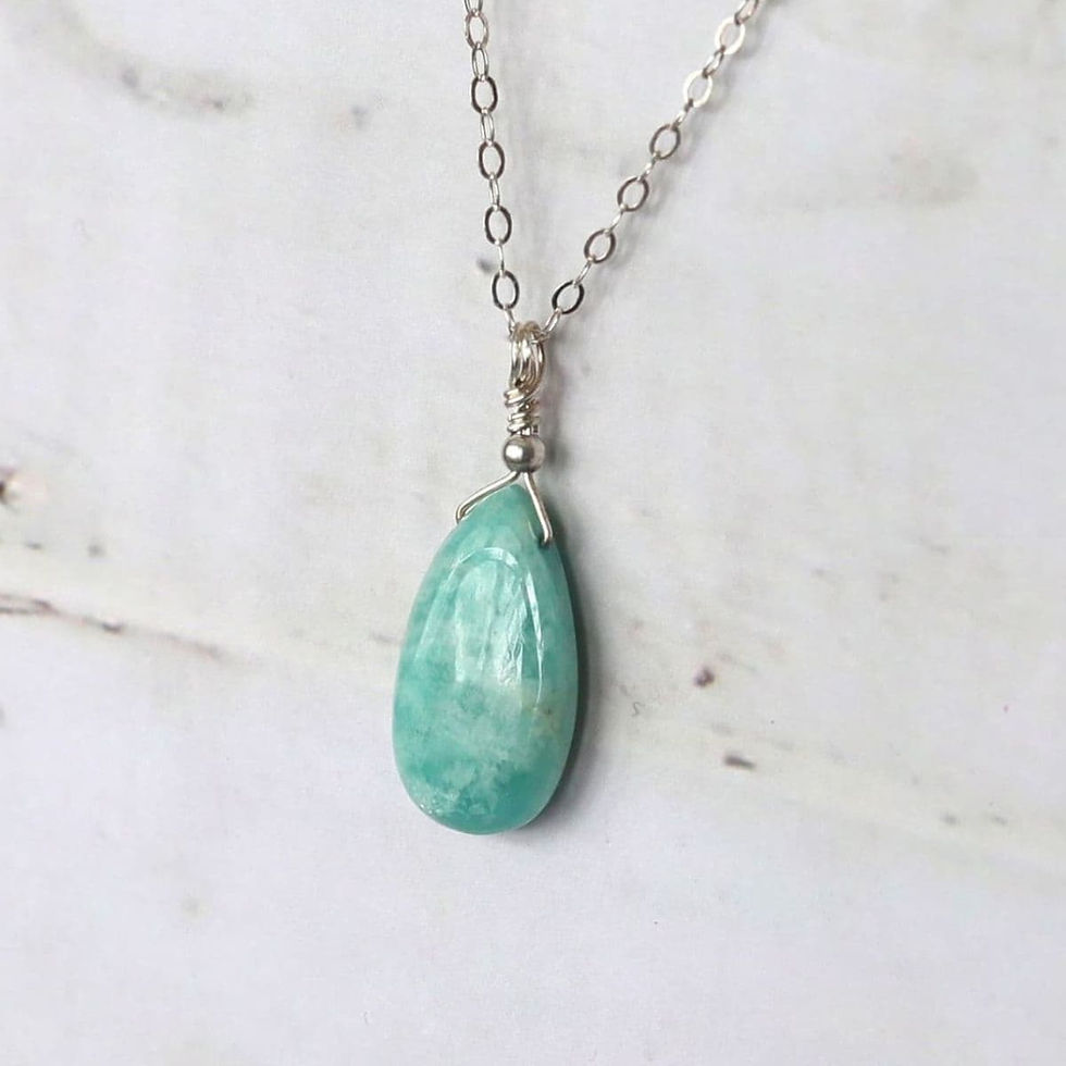 Vibrant Amazonite teardrop on delicate silver chain and handcrafted bail, high quality gemstone jewelry for everyday layering