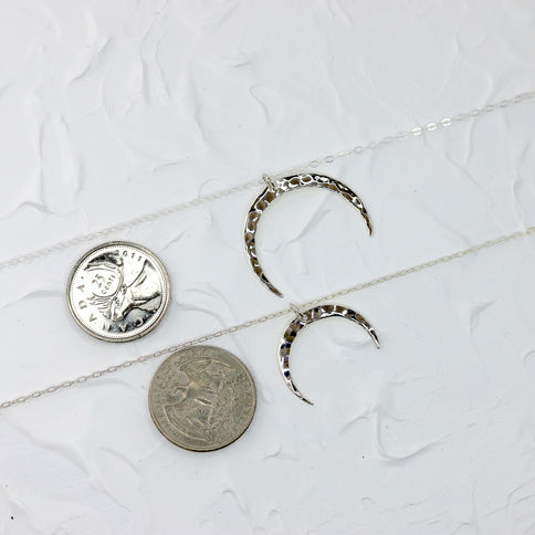 Upside down moon silver necklace, textured pendant, pendant and chain option, Elegant look