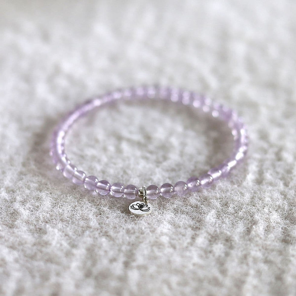 Dainty 4mm Lavender Amethyst bracelet. Minimalist natural purple crystal jewelry handcrafted in Canada.