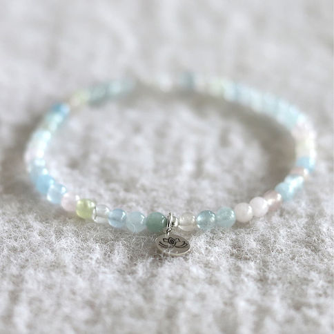 Artisan 4mm Morganite beaded bracelet for Divine Love. Rare 5A natural gemstone jewelry made in Canada.