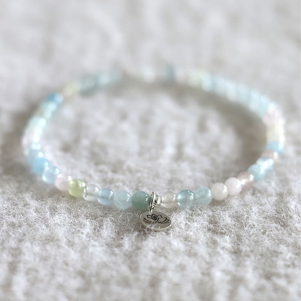 Artisan 4mm Morganite beaded bracelet for Divine Love. Rare 5A natural gemstone jewelry made in Canada.