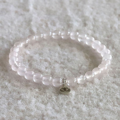 Artisan Rose Quartz beaded bracelet for Love. Natural gemstone jewelry handcrafted in Ontario, Canada.
