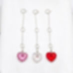 Three 925 silver necklace extender chain with pink, clear, and red Swarovski heart charms Simple, elegant design.