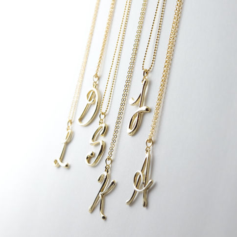 Sleek Extra Large Initial Necklace, chain selection from 14k gold filled to gold plated