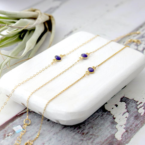 Genuine amethyst gold filled bracelet with delicate chain, Natural and feminine look, Minimalist birthstone jewelry