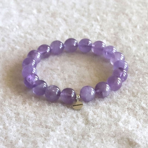 Artisan 10mm soft purple Amethyst beaded bracelet for Emotional Healing. Natural gemstone jewelry Canada.