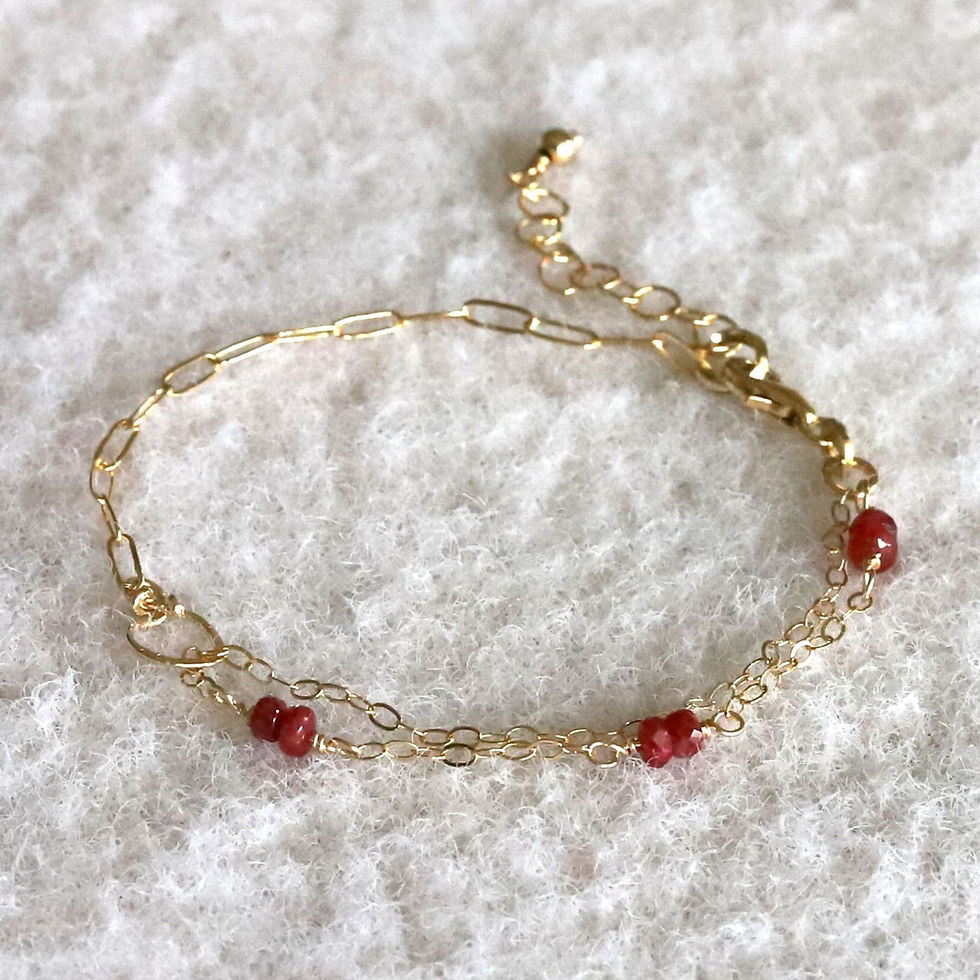 Natural Ruby 14k Gold Filled Mixed Chain Bracelet | Artisan
