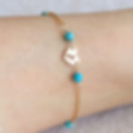 Sagittarius Fire sign bracelet on model. 14k gold filled custom natural gemstone jewelry, Shokoro Toronto Canada