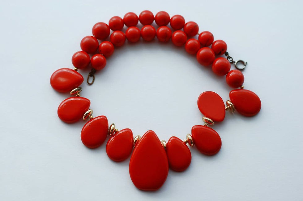 Bright red beaded necklace with teardrop pendants for vitality – Shokoro Handmade