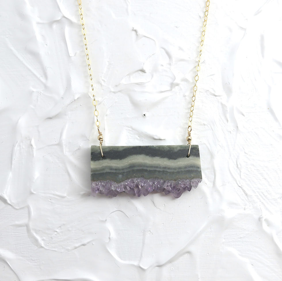 Raw amethyst slab pendant with delicate 14k gold chain Natural geode crystal, Elegant and minimalist Jewelry, Genuine