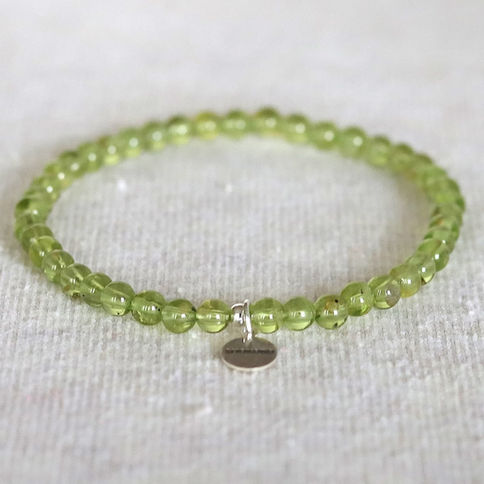 Dainty 4mm Peridot micro-bead bracelet. High-quality golden-green natural crystal jewelry Shokoro.
