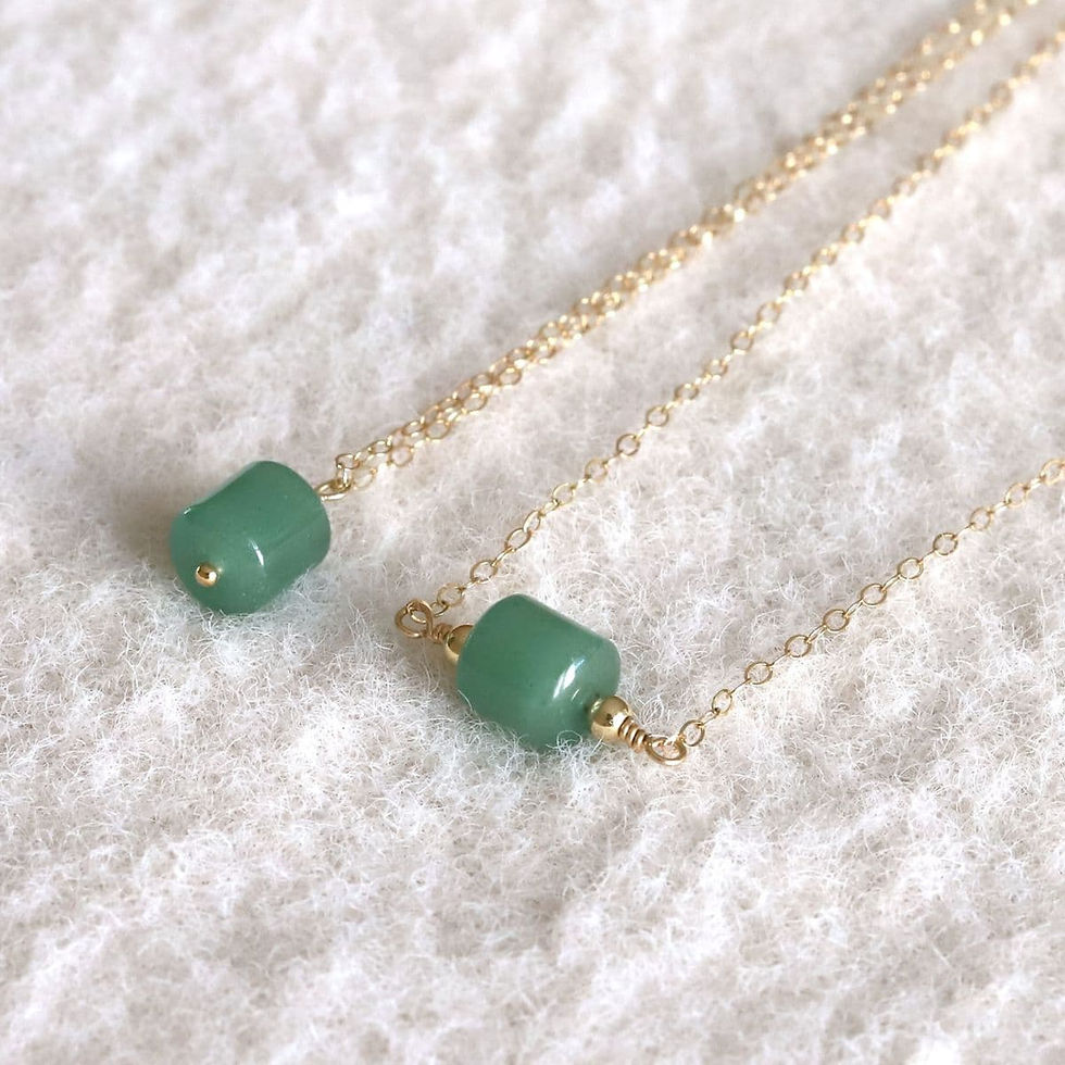 High-quality green aventurine minimalist gold filled necklace, handmade for layering happiness and good luck everyday.