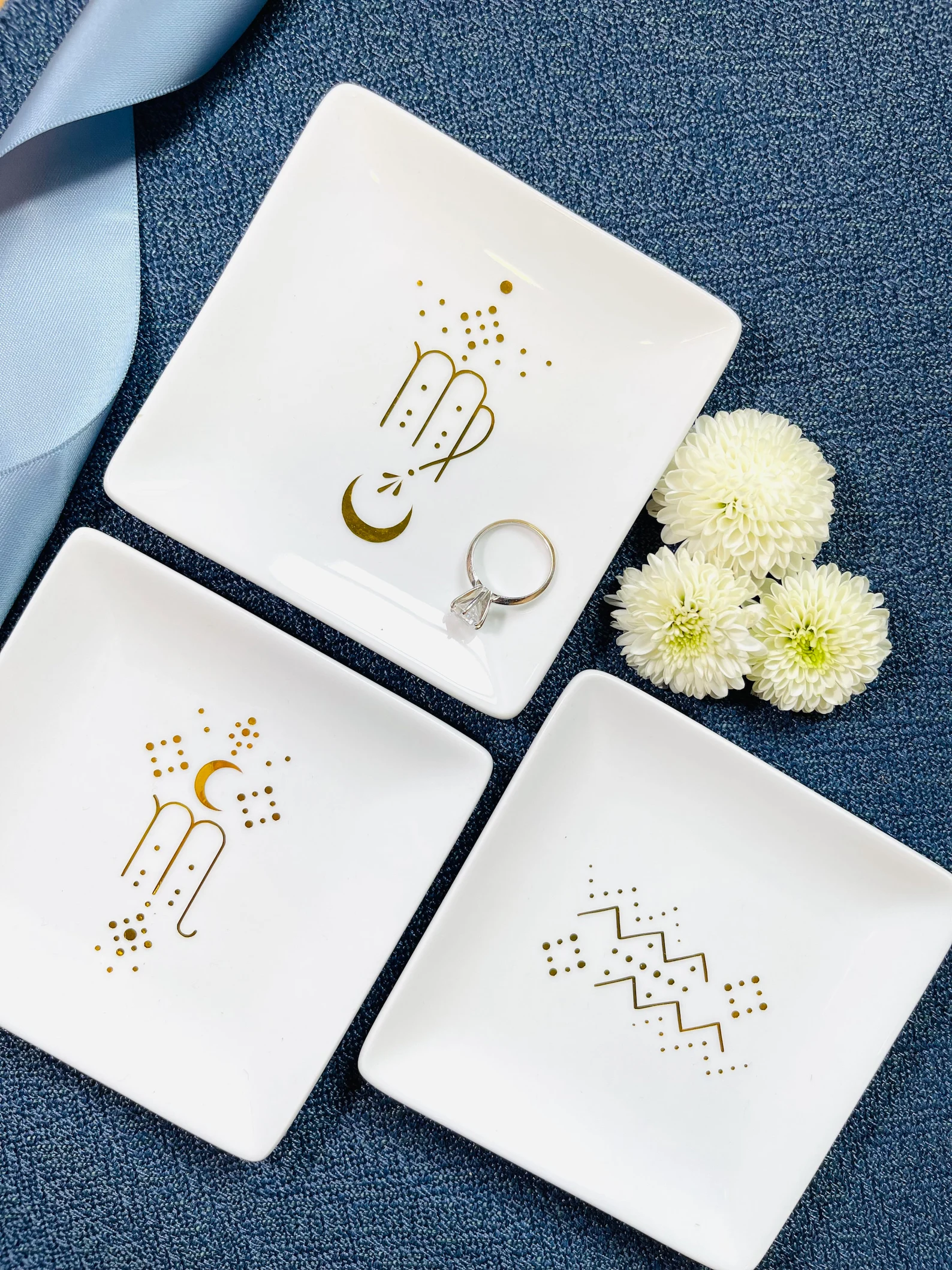 Zodiac Ring Dish, Personalized Constellation Trinket Dish, Custom Astrological Birthday Gift for Her