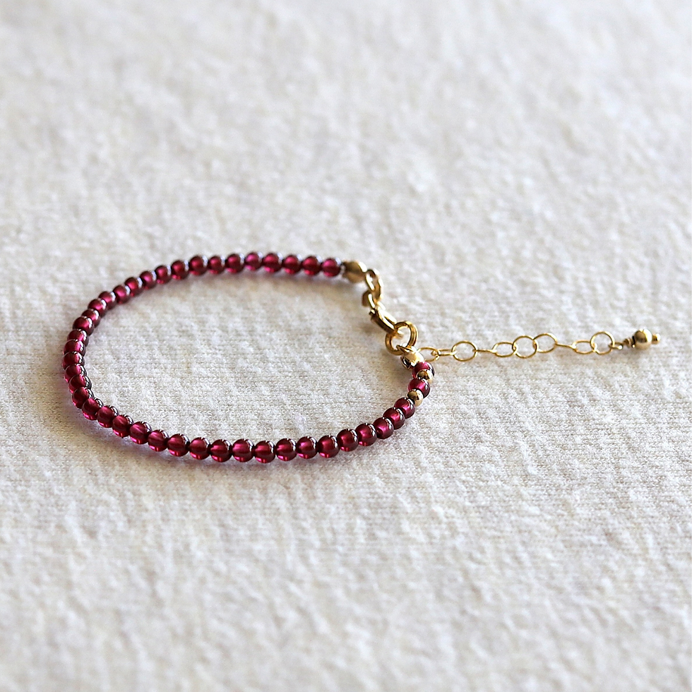Shokoro Handmade: Purple Garnet bead bracelet with 14l gold filled clasp, handcrafted for boosting your motivation and styling.