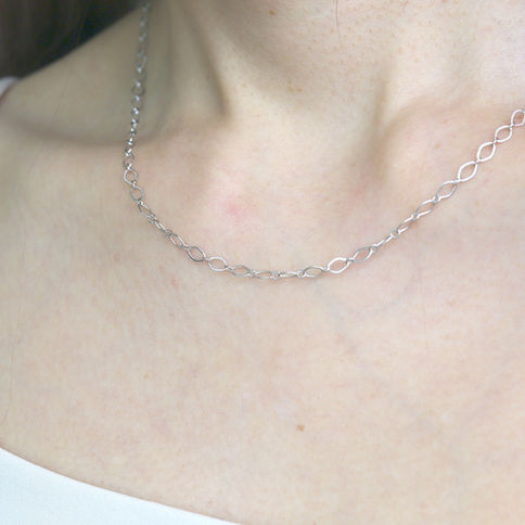 Silver ovally link chain necklace, Rhodium plated chain, Sterling silver findings, Everyday Layered minimalist jewelry