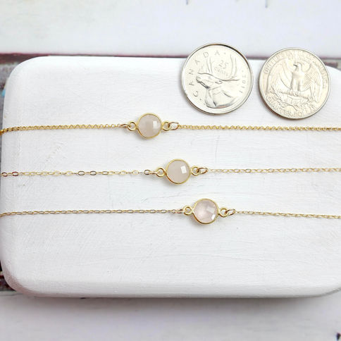 Rose Quartz gold filled anklets with delicate thin chains, Feminine and elegant look, Perfect dainty birthstone jewelry.