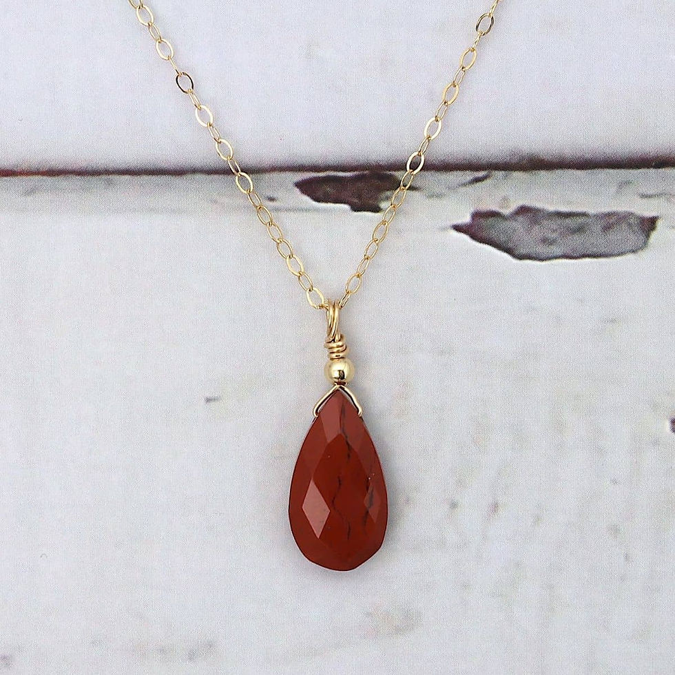 Red Jasper Pear Crystal Necklace for Stamina | Gold, Rose Gold or Silver