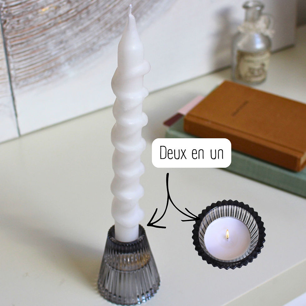 Bougeoir en Verre Gris Réversible / 2 en 1