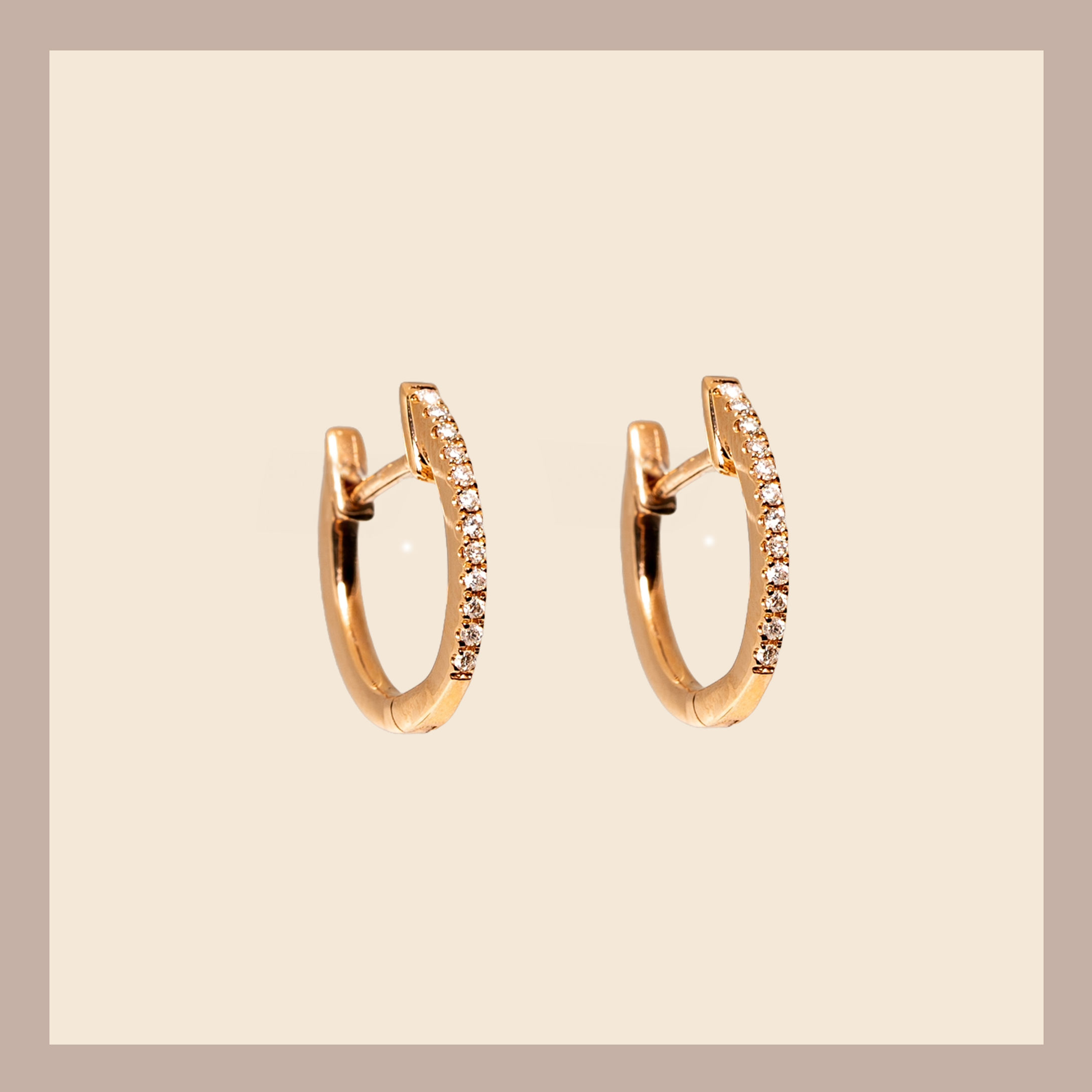 18K Emas Ros Anting-Anting Gelung Berlian