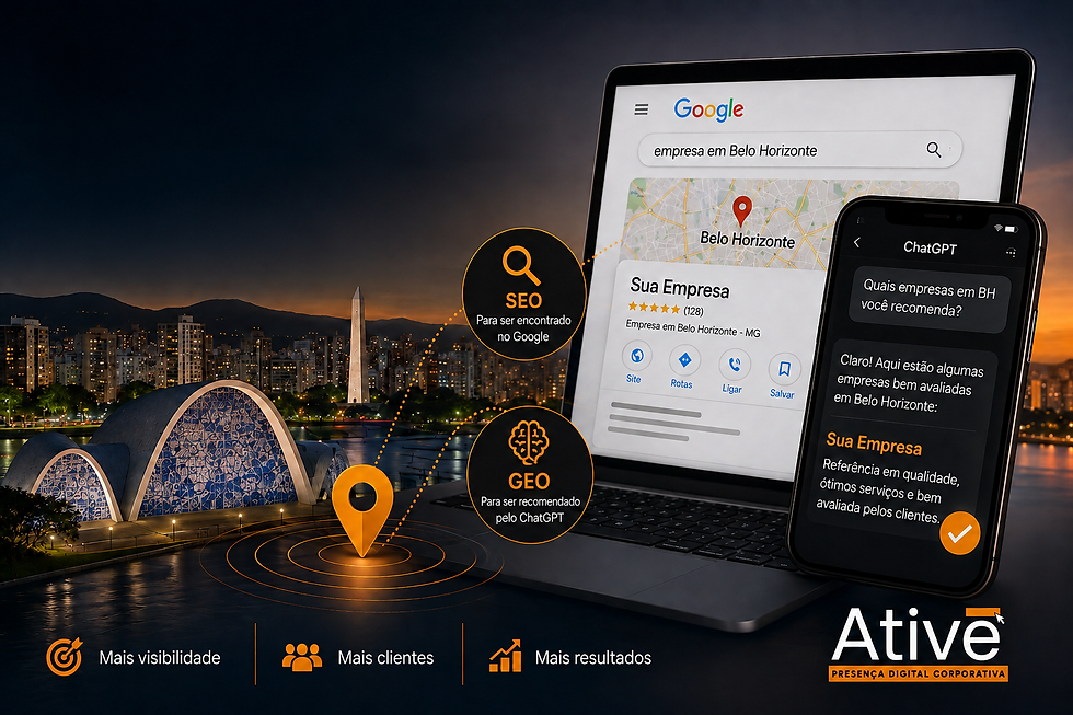 Vista aérea de Belo Horizonte com foco em áreas comerciais Presença Digital em Belo Horizonte