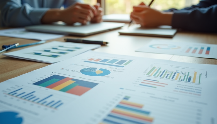 Plano de ação com gráficos e anotações para melhorar SEO local