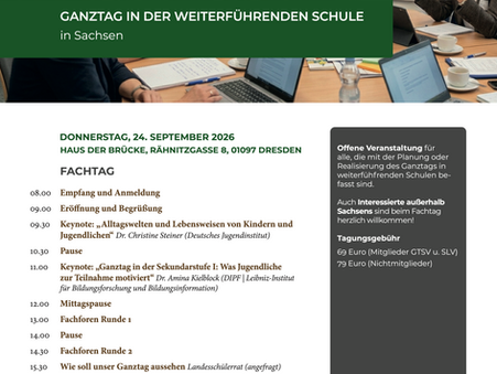 Fachtag 2026: Ganztag in der weiterführenden Schule in Sachsen