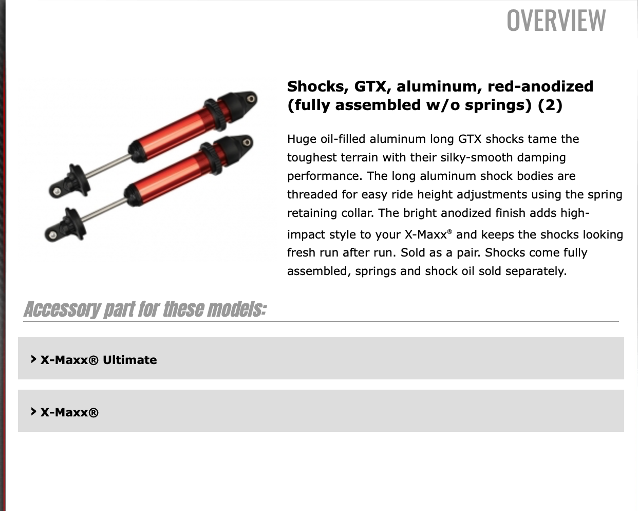 X Maxx Gtx Shocks - RED