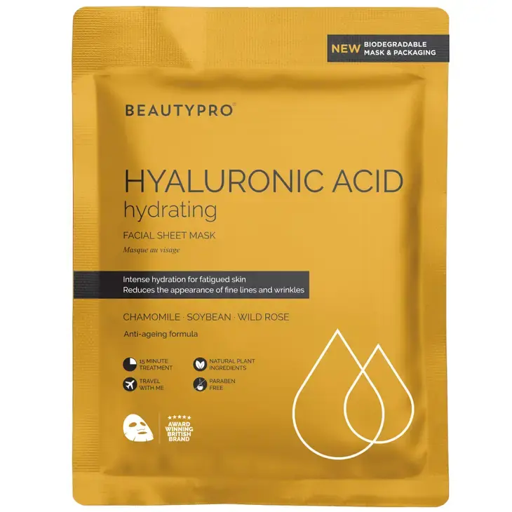 Masque hydratant à l'acide hyaluronique 100 % biodégradable