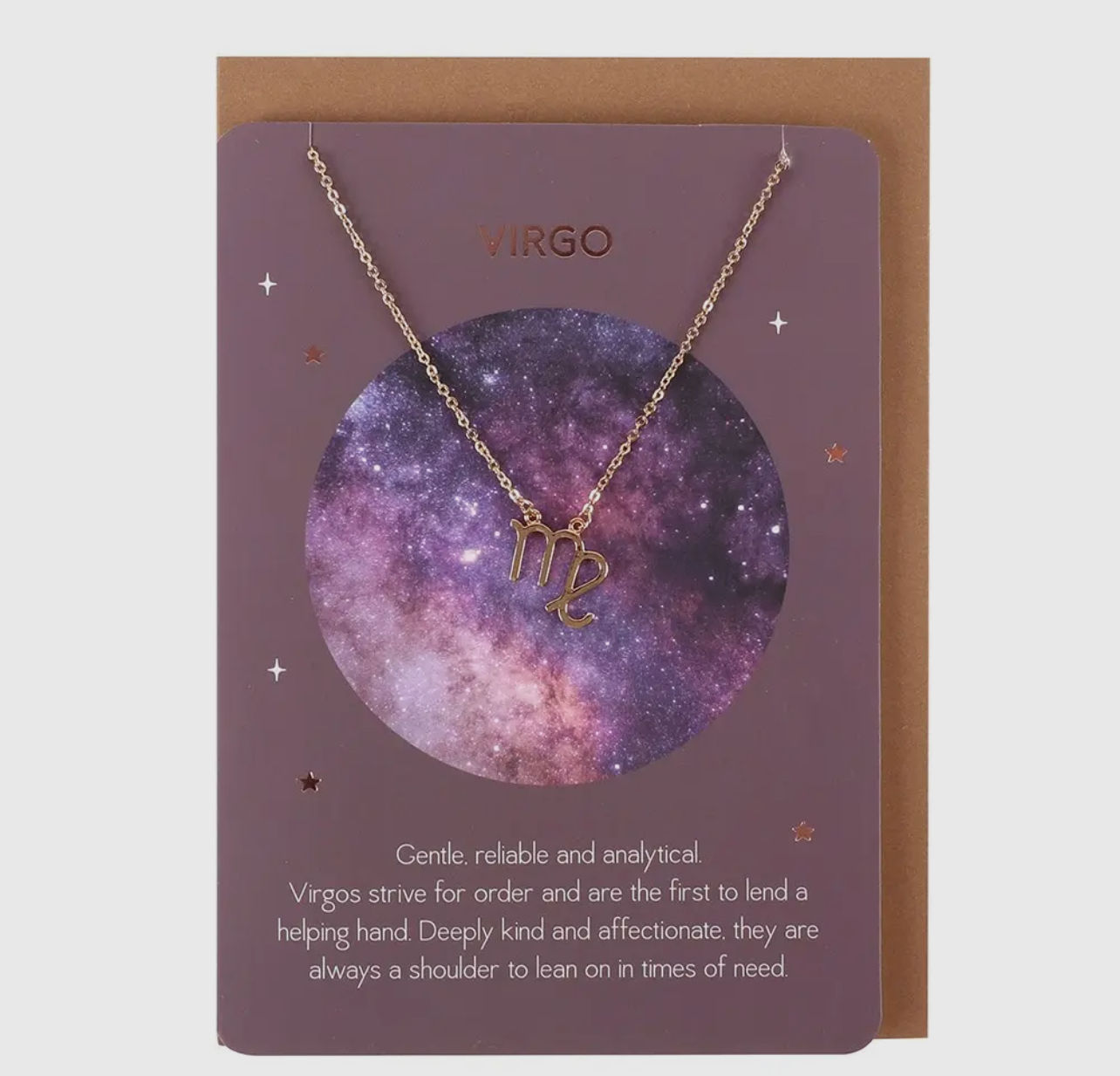 Vierge - collier zodiaque sur carte de voeux