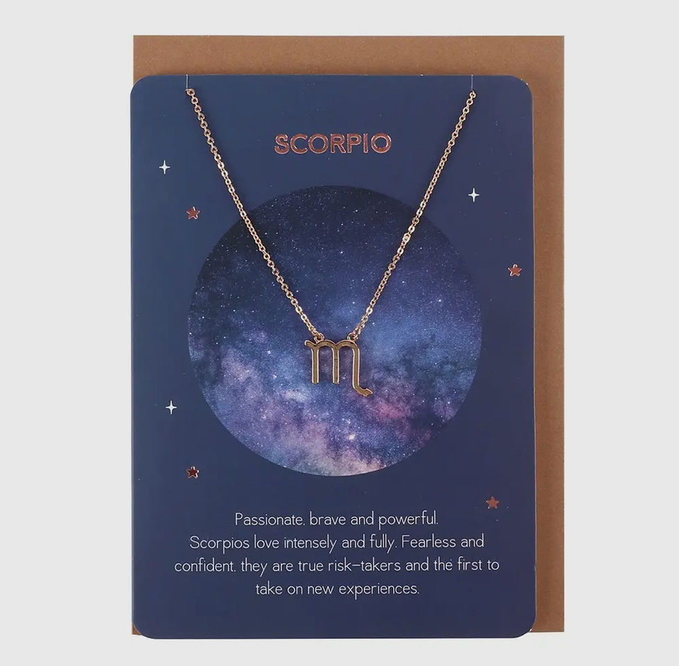 Scorpion - collier zodiaque sur carte de voeux