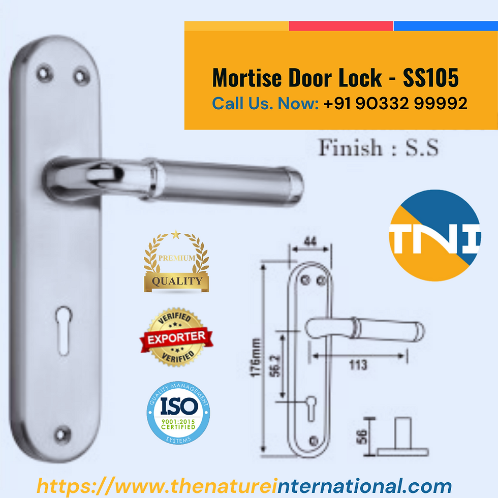 Thumbnail: TNI Brand SS304 Mortice Door lock set with technical drawing and Quality symbols Model SS105